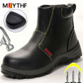 【selevn roind】 Leather Shoes Work Boots Safety Steel Toe Shoes Plush Warm Winter Boots Anti-smash Anti-puncture Safety Shoes Men Ankle Boots. 