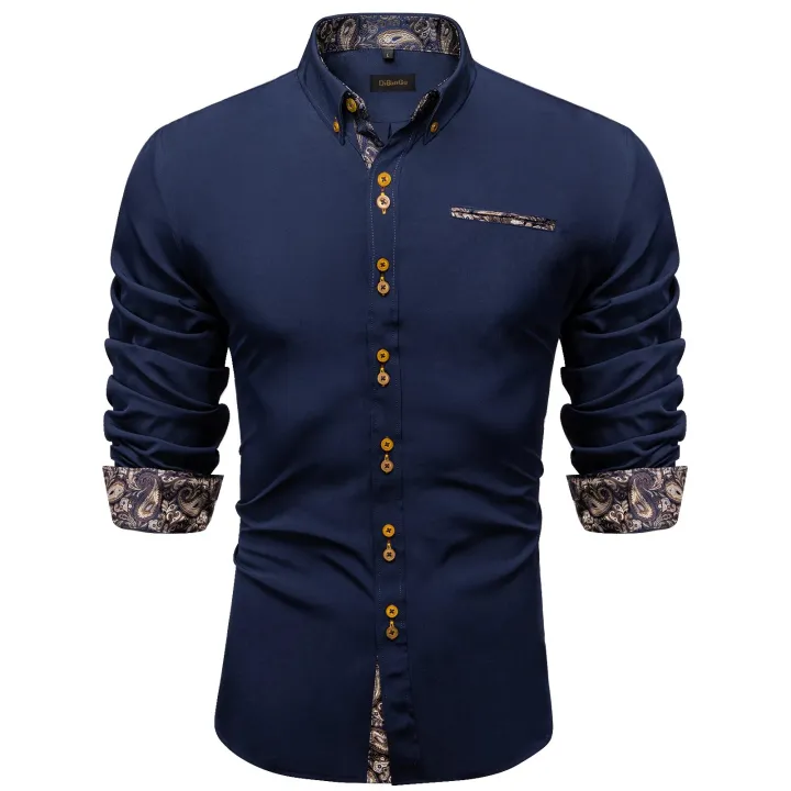 Brown%20Solid%20Casual%20Shirts%20For%20Men%20Blue%20Paisley%20Color%20Contrast%20Fashion%20Dress%20Shirt%20Luxury%20Designer%20Men%20Clothing%20-%20Image%207
