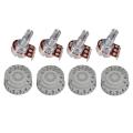 4x 500K POTS Guitar Volume Tone Potentiometer and Knobs Gold Control Switch.
