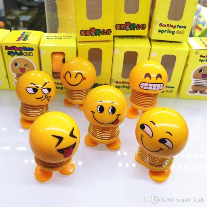 Spring Bouncing Heads Smiling Face Spring Bouncing Doll (Emoji) 3 pcs | Daraz.com.bd