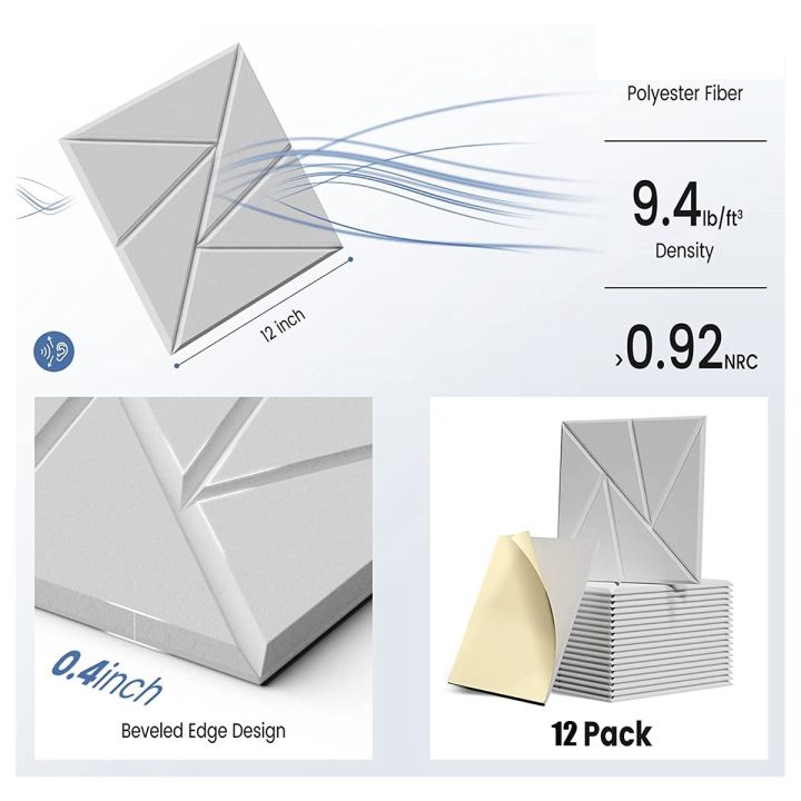12Pack%20Acoustic%20Foam%20Panels%20Sound%20Proof%20Foam%20Panels%20with%20Self-Adhesive,%2012X%2012X%200.4Inch%20White%20-%20Image%204