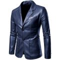 【Alien Alien】 Leather Blazer Man 2022 Spring Autumn Fashion Men's Leather Jacket Dress Suit Coat Male Business Casual Pu Black Blazers Jacket.