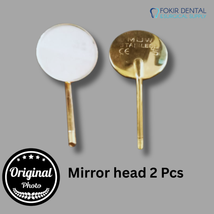 2 Pcs Dental Mouth Mirror heads Size #5 Premium Quality  Stainless Steel.