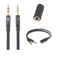 3.5mm 1 Female to 2 Male Headphone & Mic Plugs Audio Y Splitter Cable Cord. 