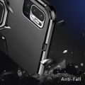 Biruiqu For Redmi Note 10 5G Soft TPU+Hard PC Black Panther Shockproof Slim Protective Case Cover with Kickstand.