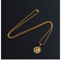 DazGirl Trendy Custom Coin Stainless Steel Jewellery 18K Gold Plated Men Charm Pendant Necklace Jewelry Dragon Necklace.