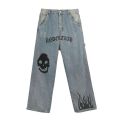 GOF Cactus Printed Jeans Men's Fashion Brand Loose Straight Wide-Leg Pants Street Hip-Hop Fashion Light Color ins. 