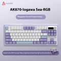 Ajazz 2024 New Ak870 Mechanical Keyboard Three-mode Hot-swappable Removable Screen Knob Wireless Bluetooth E-sports Game Gasket.
