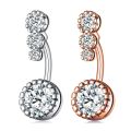 Delysia King Women Simplicity Zircon Navel Ring Trendy Round Piercing Bell Button Rings for Bar. 