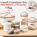 Lunch Box Portable Insulated Lunch Container Set with Spoon Chopsticks+Storage Bag Stackable Bento Stainless Steel Reusable. 