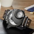 Oulm Designer Brand Luxury Watches For Men Dual Time Quartz Watch Casual Man Leather Watch Sport Male Clock.