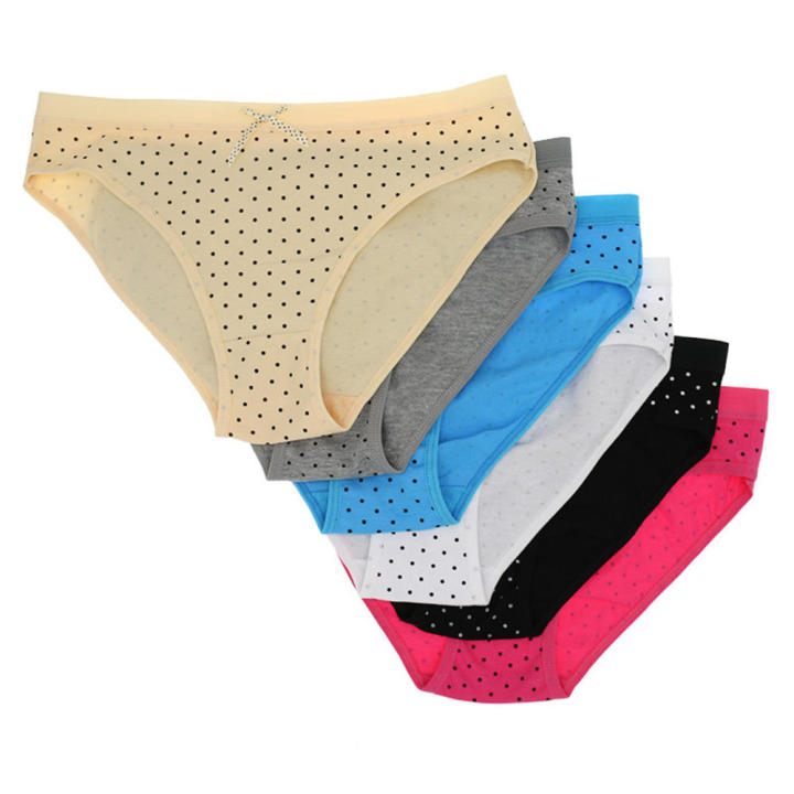 Dot%20Printed%20Women's%20Briefs%20Cotton%20Comfortable%20Mid-waist%20Plus%20Size%20Briefs%20Women's%20Cotton%20Underwear%20Bow%20Polka%20-%20Image%206