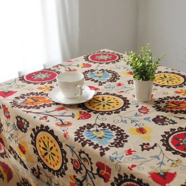 Retro%20Sunflower%20Pattern%20Lace%20Cotton%20Linen%20Fabric%20Tablecloth%20Table%20Cover%20Decor%20-%20Image%206