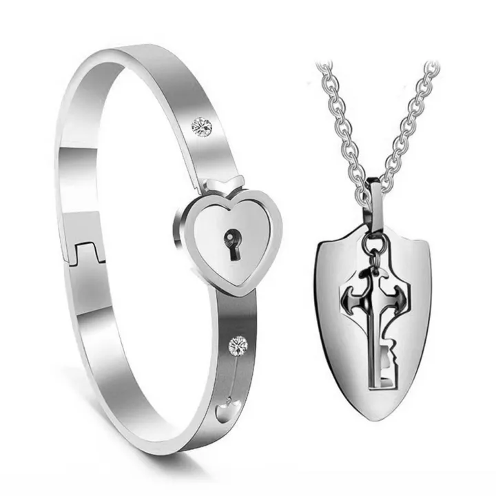 Love Lock Bracelet Key Titanium Steel Couples Suits