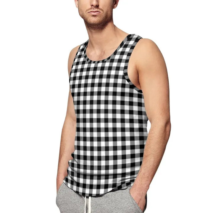Retro%20Plaid%20Print%20Tank%20Top%20Men%20Black%20White%20Checkered%20Tops%20Daily%20Custom%20Gym%20Muscle%20Oversize%20Sleeveless%20Shirts%20-%20Image%203