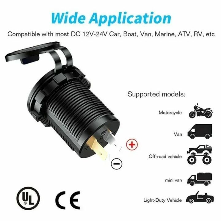 NEW%2083W%20USB%20C%20Car%20Charger%20Socket%20Adapter%2065W%20PD%20QC3.0%20Power%20Outlet%20w/%20LED%20Voltmeter%20Switch%20for%2012-24V%20Car%20Marine%20Motorcycle%20RV%20-%20Image%206
