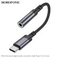 Borofone BV24 Type-C audio conversion cable to 3.5mm Female Audio Converter Type C to 3.5mm Female Audio Adapter Cable 15CM Digital Decoding Chips - Black. 