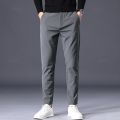 Autumn Winter Men's Casual Pants Business Stretch Slim Fit Elastic Waist Jogger Korean Classic Thick Black Gray Trousers Male. 