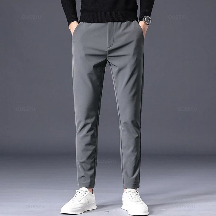 Autumn%20Winter%20Men's%20Casual%20Pants%20Business%20Stretch%20Slim%20Fit%20Elastic%20Waist%20Jogger%20Korean%20Classic%20Thick%20Black%20Gray%20Trousers%20Male%20-%20Image%202