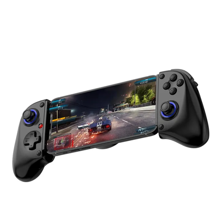 D11 Telescopic Game Controller RGB Phone Gamepad with Turbo/6-Axis Gyro/Vibration for Android IOS Switch Black
