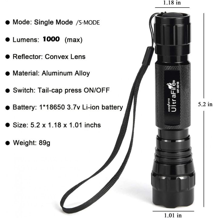 UltraFire%20501B%20T6%20LED%20Tactical%20Flashlight%20Edc%20Work%20Light%20Rechargeable%20Lamp%20Lantern%20Torch%20High%20Power%20Flashlights%20Portable%20Tiki%20-%20Image%203