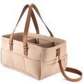 Durable Baby Diaper Caddy Organizer & Changing Pad, Unisex Portable Storage Bin for Travel or Home, Eco-Friendly Felt Basket Bag with Customizable Compartments, Leather Handles.