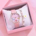 Kids Watches Set Students Children Pink Watch Girls Leather Strap Child Hours Quartz Wristwatch Girl Gift Clocks. 