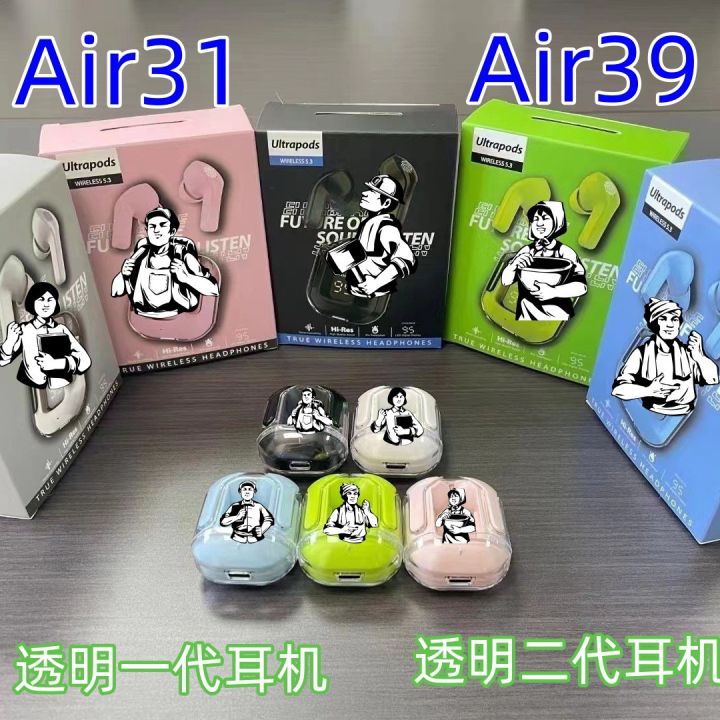 The new HK6 transparent generation bluetooth headset digital display charging case TWS long battery life air31 transparent blue tooth headphones