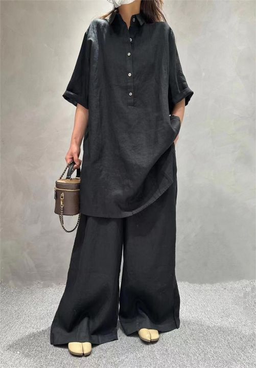 Woman%E2%80%99s%20Solid%20color%20mid-length%20shirt%20women%20summer%20new%20fashion%20loose%20casual%20suit%20-%20Image%208