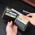 Men's PU Leather Wallet Business Multi-Card Wallet Zipper Coin Purse Credit Card Holder Two-fold Casual Pure Color Short Wallet.