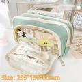 Canvas Kawaii Student Large Capacity Stationery Pencil Cases Pouch Girls Gifts Pouch for School Cute Girls.