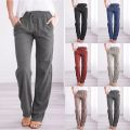 Women’s Cotton Linen Baggy Casual Pants Trousers Plus Size.