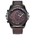 XINEW Sports Men Calendar Sub-dials Decor Leather Band Quartz Wrist Watch.