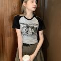 Women T-Shirt Y2k Crop Tops Tees Cat Print Slim Graphic Summer Korean Fashion Harajuku Streetwear Short Sleeve Aesthetic Clothes. 