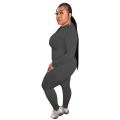 Plus Size Women's Clothing Solid Color Hooded Women Tracksuits Long Sleeve Zipper Matching Sets Elastic Pant Set Fitness Suits.