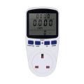 LCD Display Electricity Usage Power Meter Socket Energy Watt Volt Amps Wattage KWH Consumption Analyzer Monitor Outlet-- AC230V~250V UK Plug. 
