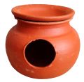 Pot mud House with Lid for Egg Laying and Breeding for Budgies Love Birds with Flat Standing Bottom (15cm, Red Brown) - Indoor, 1 Piece.