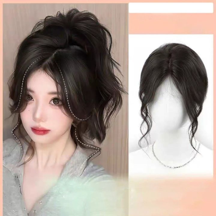 Women Lazy Style Curly Middle Parted Bangs Wig Natural Invisible Fake