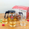 Wholesale heatproof glass tea set creative bubble teapot flower teapot five-piece set of event gifts silk screen logo.