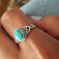 【Surprise Price】Wish inlaid vintage green turquoise creative ring personalized trendy fashion ring for women.