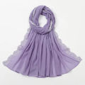 Trendy Plain Lace Scarf Bubble Chiffon Hijabs Solid Color Embroidered Scarfs Chiffon Muslim Woman Veil Eid Abaya Woman Turban Chiffon Hijab Scarf Long Solid Color Lace Pearl Head Wraps Scarves Ladies Beach Sunscreen Shawls Veils Scarf for women.