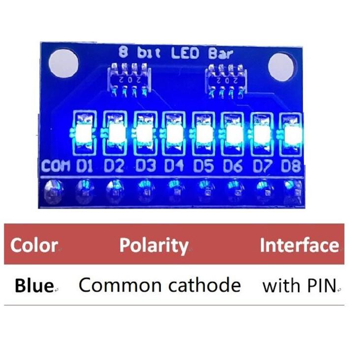 【happy one】5x 3.3V 5V 8 Bit Blue/Red LED indicator Module diy kit for ...
