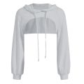 Women Ultra Short Hoodies y2k Crop Hooded Sweatshirt Kpop Kawaii Harajuku Long Sleeve Solid Color Hoodie Sudaderas De Mujeres. 
