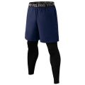 Men 2 in 1 Running Tight Pants Sports Jogging Training Shorts Fitness Basketball Compression Leggings Trousers Custom Logo. 