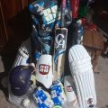 10 in 1 Premium Cricket Kit Full Set For Players Cricket Complete Cricket Kit Package (English Willow Bat + Legguard Pad + Batting Gloves + Premium Bat Cover + Thigh Guard + Abdominal Guard + CA Red Ball + Inner Gloves + Elbow Guard + Helmet + Kit Bag). 