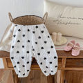 Summer New Floral Pants For Girls Thin Cotton Versatile Trousers Toddler Fashion Full Print Casual Loose Mosquito Proof Pants.