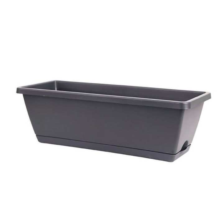 Rectangular Planter Box Plastic Flower and Vegetable Planting Pots Plant Containers for Balcony Home Dark Grey 50x19cm/19.7x7.5in