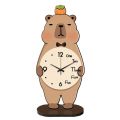 Cute Creative Capybara Table Clock Simple Animal Alarm Clock Wooden Silent Desktop Clocks Gift. 