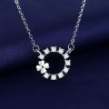 925 Sterling Silver Necklace For Women Round Pendent Sparkling Pave CZ Necklace Fashion Anniversary Birthday Jewelry Gifts N755.