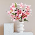 Artificial Lily Flower, Fake Lily Artificial Flower Wedding Party Decor Bouquet Home Hotel Office Garden Craft Art Decor Mother's Day Gifts for Her, Pink with out tob. 